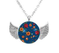 Luoweisi Collana con ali d'angelo con farfalle blu, gioielli in lega di zinco, regalo per uomini e donne, Misura unica, lega di alluminio, Nessuna pietra preziosa