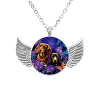 Luoweisi Collana con ali d'angelo con girasoli e uccellino blu, in lega di alluminio, regalo per uomini e donne, Misura unica, lega di alluminio, Nessuna pietra preziosa