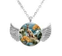 Luoweisi Collana con ciondolo a forma di ali d'angelo con fiore camaleonte, in lega di zinco, gioiello regalo per uomini e, Misura unica, lega di alluminio, Nessuna pietra preziosa
