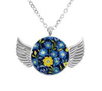 Luoweisi Collana in lega di zinco con ali d'angelo con zampe nere, catena rotonda, regalo per uomini e donne, Misura unica, lega di alluminio, Nessuna pietra preziosa