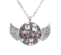 Luoweisi Collana in lega di zinco con ali d'angelo con zampe nere, catena rotonda, regalo per uomini e donne, Misura unica, lega di alluminio, Nessuna pietra preziosa