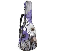 Luoweisi Custodia per chitarra classica, 39, 40, 104 cm, spessore 10 mm, imbottita, rustica, viola, farfalla, margherita, impermeabile, con tasca e tracolla regolabile, Multicolore 1., moderno