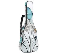 Luoweisi Custodia per chitarra classica, 39, 40, 104 cm, spessore 10 mm, imbottita, rustica, viola, farfalla, margherita, impermeabile, con tasca e tracolla regolabile, Multicolore 8., moderno