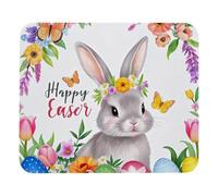 Luoweisi Happy Easter Rabbit Bunny Floral Mouse Pad 25 x 21 cm, tappetino per mouse ultra sottile con base antiscivolo per computer portatile da gioco, uso domestico e ufficio
