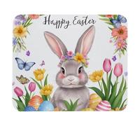 Luoweisi Happy Easter Rabbit Floral Mouse Pad 25 x 21 cm, tappetino per mouse ultra sottile con base antiscivolo per computer portatile da gioco, uso domestico e ufficio