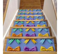 Luoweisi Passatoia per scale in legno con fiocchi colorati, confezione da 15 pezzi, 76,2 x 20,3 cm, antiscivolo, per interni, per cani, bambini, anziani, con adesivo riutilizzabile