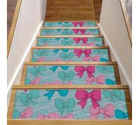 Luoweisi Passatoia per scale in legno con fiocchi colorati, confezione da 15 pezzi, 76,2 x 20,3 cm, antiscivolo, per interni, per cani, bambini, anziani, con adesivo riutilizzabile