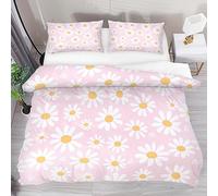 Luoweisi Set copripiumino con margherite rosa, per letto matrimoniale, facile da pulire, in morbida microfibra traspirante, per bambini, per adulti, donne e uomini