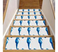 Luoweisi Tappetini per scale in legno, motivo cavalluccio marino, confezione da 15 pezzi, 76,2 x 20,3 cm, antiscivolo, per interni, per cani, bambini, anziani, con adesivo riutilizzabile