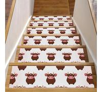 Luoweisi Tappetini per scale in legno, motivo mucche, confezione da 15 pezzi, 76,2 x 20,3 cm, antiscivolo, per interni, per cani, bambini, anziani, con adesivo riutilizzabile