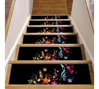 Luoweisi Tappetini per scale in legno, motivo note musicali, confezione da 15 pezzi, 76,2 x 20,3 cm, antiscivolo, per interni, per cani, bambini, anziani, con adesivo riutilizzabile
