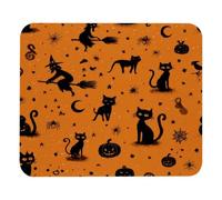 Luoweisi Tappetino per mouse con gatto strega di Halloween, 25 x 21 cm, ultra sottile, con base antiscivolo, per computer portatile da gioco, uso domestico e ufficio