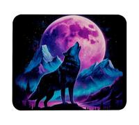 Luoweisi Tappetino per mouse con luna e lupo nella foresta, 25 x 21 cm, ultra sottile, con base antiscivolo, per computer portatile da gioco, casa e ufficio