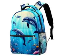 Luoweisi Zaino per la scuola con effetto marmo arcobaleno, per ragazzi e ragazze, leggero, casual, per viaggi, sport, Multicolore 9, M, Casual