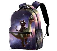 Luoweisi Zaino per la scuola con gatto che tiene freccia tridente che cavalca uno squalo zaino per la scuola per ragazzi ragazze zaino leggero zaino casual borsa per libri per viaggi sport