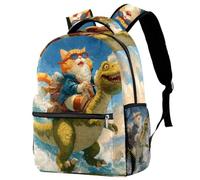Luoweisi Zaino per la scuola con gatto che tiene freccia tridente che cavalca uno squalo zaino per la scuola per ragazzi ragazze zaino leggero zaino casual borsa per libri per viaggi sport