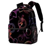 Luoweisi Zaino per la scuola con scheletri di danza, motivo floreale, per ragazzi e ragazze, leggero, casual, per viaggi, sport, Multicolore 9, M, Casual