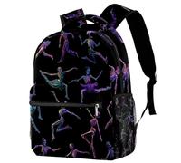 Luoweisi Zaino per la scuola con scheletri di danza, motivo floreale, per ragazzi e ragazze, leggero, casual, per viaggi, sport, Multicolore 8., M, Casual