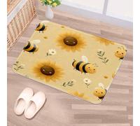 Luoweisi Zerbino con api e girasole, 50 x 80 cm, antiscivolo, lavabile in lavatrice, tappetino per ingresso per cani, super assorbente, per porta d'ingresso, porta sul retro, cucina, bagno