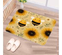 Luoweisi Zerbino con api e girasoli, 50 x 80 cm, antiscivolo, lavabile in lavatrice, tappetino per ingresso per cani, super assorbente, per porta d'ingresso, porta sul retro, cucina, bagno