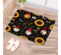 Luoweisi Zerbino con gnomi e api e girasole, 50 x 80 cm, antiscivolo, lavabile in lavatrice, zerbino per ingresso per cani, super assorbente, per porta d'ingresso, porta sul retro, cucina, bagno