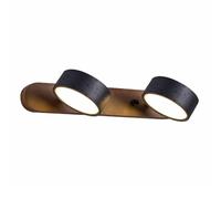 LUOYAOB Applique da parete cilindrica moderna nordica a 2/3 teste, in travertino nero, con base in legno di frassino, for camera da letto, ingresso, soggiorno, corridoio(32CM)