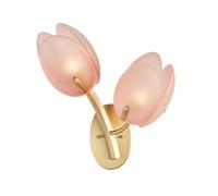 LUOYAOB Applique da parete vintage francese a forma di tulipano con doppia testa, base G9, paralume in vetro, corpo in ferro, for camera da letto, soggiorno, corridoio,(Pink)