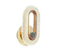 LUOYAOB Modern Post-Modern Oval Textured Acrylic Shade Wall Sconce Height 9.4 Inch Gold Hardware 3 Light Color Modes Decorative Indoor Light for Bedroom Hallway Living Room Lighting Fixture