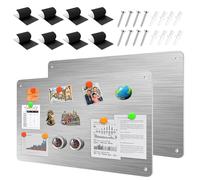 LUPATDY 2 lavagne magnetiche 43 x 30 cm, lavagna magnetica per bambini, lavagna magnetica per cucina, ufficio, frigorifero (acciaio inossidabile, argento)