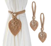 LUPATDY 2 Pezzi fermacravatte Boho fermacravatte per Tende, Foglie di Cotone macramè Clip per Tende, Clip per Tende Clip per Tende di Piume per Tende