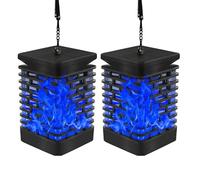 LUPATDY 2 Pezzi Lanterna Solare da Esterno, Luci a Fiamma Solare, Lampada Solari da Appendere Impermeabile, Lanterne da Esterno per Patio, Giardino, Cortile (Blu)