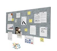 LUPATDY Bacheca in Feltro Autoadesiva, 60 x 40 cm, Pannelli Sughero Spessore 0,9 cm, Pieghevole, per Ufficio, Cameretta dei Bambini, Cucina, Grigio