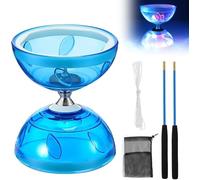 LUPATDY Diabolo LED con cuscinetto a sfera, set triplo stoccaggio, gioco diabolo al buio, diabolo che si illumina al buio, con corda di ricambio da 10 m, asta, borsa a rete, strumento per circo a