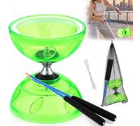 LUPATDY Diabolo LED con cuscinetto a sfera, set triplo stoccaggio, gioco diabolo al buio, diabolo che si illumina al buio, con corda di ricambio da 10 m, asta, borsa a rete, strumento per circo a