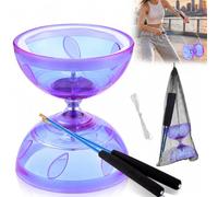 LUPATDY Diabolo LED con cuscinetto a sfera, set triplo stoccaggio, gioco diabolo al buio, diabolo che si illumina al buio, con corda di ricambio da 10 m, asta, borsa a rete, strumento per circo a