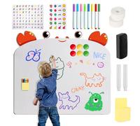 LUPATDY Montessori Lavagna magnetica per bambini, grande 66 x 90 cm, parete magnetica per bambini con gessetti, lavagna lavabile con colla rimovibile per cameretta dei bambini, decorazione, scuola