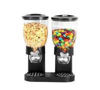 LUPATDY Set di 2 Pezzi Dispenser Cereali 2L, Contenitore da Cucina con Coperchio, Triplo Contenitore per Cereali, Chicchi di Caffè, Alimenti Secchi, Caramelle, Riso - Nero