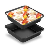 LUPATDY Set di 2 pirottini quadrati in acciaio inox con rivestimento antiaderente, piccole teglie da forno per lasagna/torta/toast, 22 x 22 x 5 cm