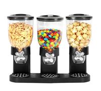 LUPATDY Set di 3 Pezzi Dispenser Cereali 2L, Contenitore da Cucina con Coperchio, Doppio Contenitore per Cereali, Chicchi di Caffè, Alimenti Secchi, Caramelle, Riso - Nero