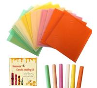 LUPATDY Set di candele in cera d'api per bambini, 6 colori, 20 x 20 cm, con stoppino in cotone, foglie di cera d'api per la produzione di candele, kit fai da te (colori Macaron)