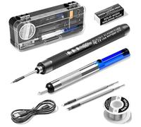 LUPATDY Set saldatore senza fili, ricaricabile USB con display LCD, temperatura regolabile 260 ℃-480 ℃, 3 punte di saldatura, filo di stagno, pasta per saldare, set professionale