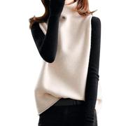 Lupetto Donna Manica Lunga Lupetto Donna Cotone Solid Color Undershirt Undershirt Female Autumn And Winter Collar Sleeveless Top Loose Thin Outwear Knit Maglia Scollo A Barca Maglia White XXXL