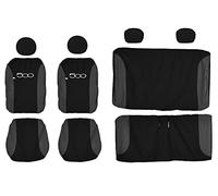 Lupex Shop 500_N.Gs ALL Copri-sedili Auto Compatibili 500 | Nero Grigio Scuro | Set Copri-Sedile Anteriori e Posteriori | Logo Ricamato | Airbag Compatibile | Accessori Auto Interno