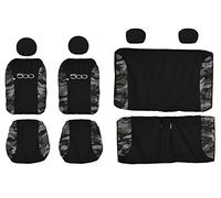 Lupex Shop 500_N.Mb ALL Copri-sedili Auto Compatibili 500 | Nero Mimetico Blu | Set Copri-Sedile Anteriori e Posteriori | Logo Ricamato | Airbag Compatibile | Accessori Auto Interno