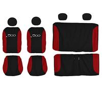 Lupex Shop 500_N.R ALL Copri-sedili Auto Compatibili 500 | Nero Rosso | Set Copri-Sedile Anteriori e Posteriori | Logo Ricamato | Airbag Compatibile | Accessori Auto Interno