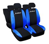 Lupex Shop Copri-sedili Auto Compatibili EcoSport versione Hybrid | Nero Blu Royal | Set Coprisedili Anteriori e Posteriori | Logo Ricamato | Airbag Compatibile | Accessori Auto Interno
