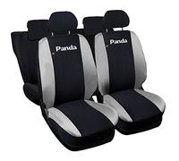 Lupex Shop Copri-sedili Auto Compatibili Panda Seconda Serie (mod.169) Versione 50e50 | Nero Grigio Chiaro | Set Copri-Sedile Anteriori e Posteriori | Logo Ricamato | Airbag Compatibile | Accessori