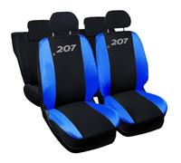 Lupex Shop Coprisedili auto compatibili con 207, Made in Italy, tessuto poliestere, set sedili completi anteriori e posteriori (Nero - Blu Royal)