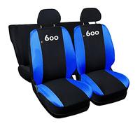Lupex Shop Coprisedili auto compatibili con 600 Seicento, Nero/Mimetico blu, Made in Italy, tessuto poliestere, set sedili completi anteriori e posteriori