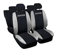 Lupex Shop Coprisedili auto compatibili con Duster, Nero/Grigio chiaro, tessuto poliestere, set sedili completi anteriori e posteriori